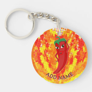 Red Hot Pepper Fire Flames Key Ring