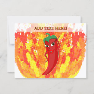 Red Hot Pepper Fire Flames  Postcard