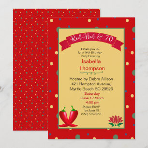 Red Hot Peppers 70th  Birthday Invitation