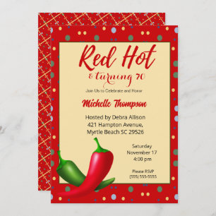 Red Hot Peppers 70th  Birthday Invitation