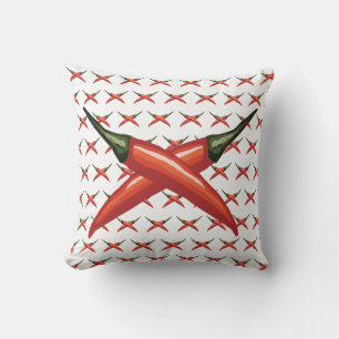 Red Hot Peppers, Purple Blossom Cushion