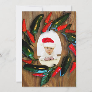 Red Hot Peppers Wreath Photo Christmas Card