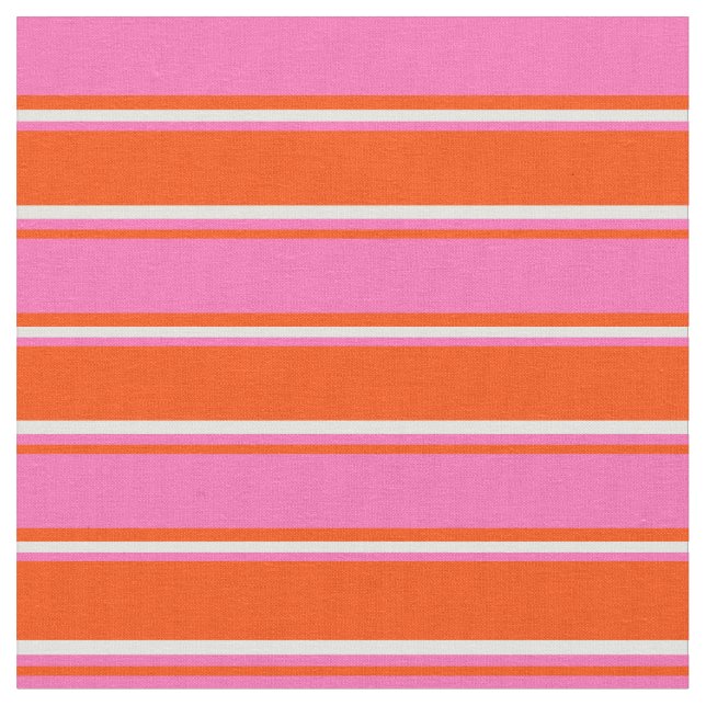 Red, Hot Pink, and Light Cyan Stripes Pattern Fabric (Close Up)