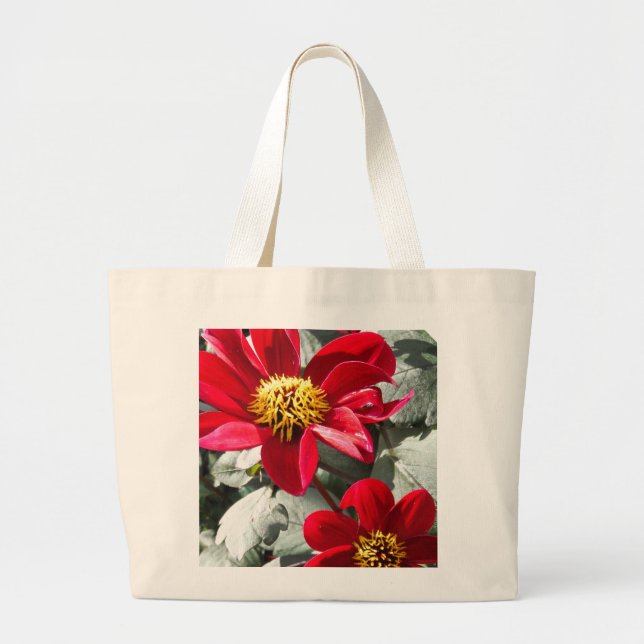 red hot pink daisy / daisies flowers large tote bag (Front)