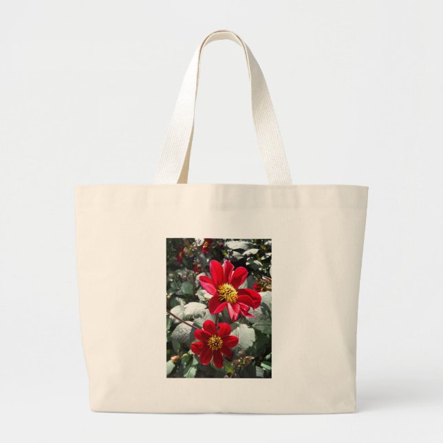 red hot pink daisy / daisies flowers large tote bag (Front)