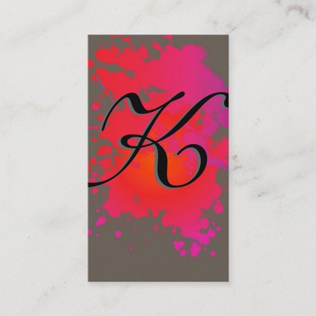 Red Hot Pink Ink Paint Splash Business Card (Front)