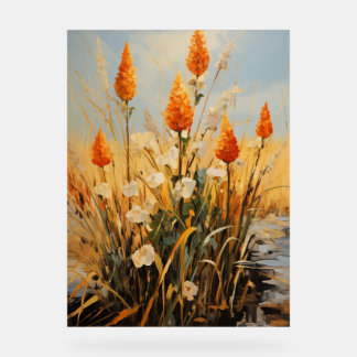 Red Hot Poker - Impasto Floral Acrylic Sign
