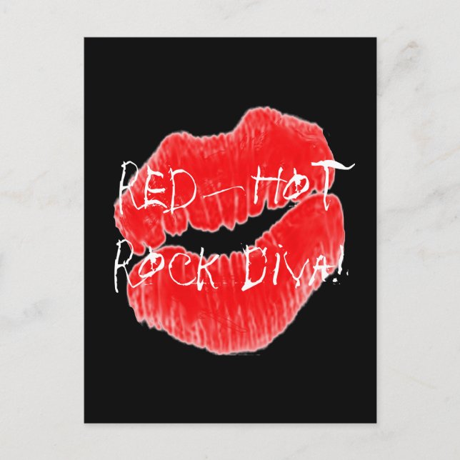 Red Hot Rock Diva Lips IV Postcard (Front)