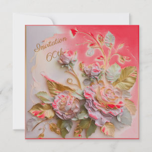 Red Hot Rose gold Sculptured Roses  60th Save The Date