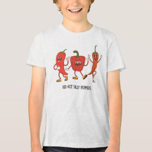 'Red Hot Silly Peppers' Playful Funny Kids Gift Tri-Blend Shirt