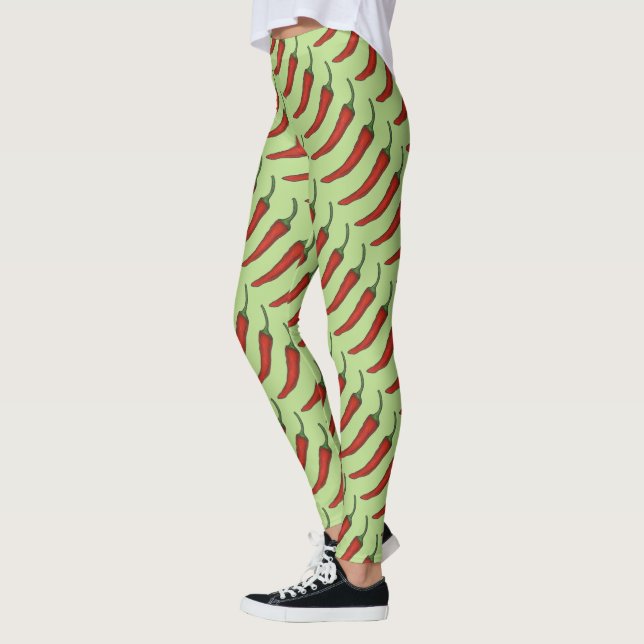 Red Hot Spicy Chilli Chile Pepper Peppers Leggings (Left)