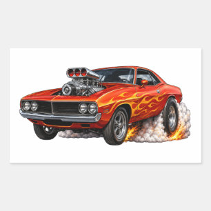 Red Hot Supercharged Muscle Car Burnout Rectangular Sticker