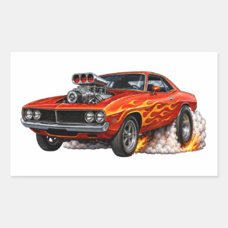 Red Hot Supercharged Muscle Car Burnout Rectangular Sticker