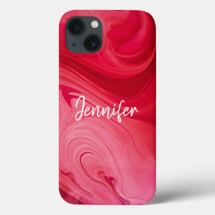 Red Hot Swirls Personalised iPhone 13 Case