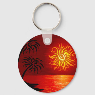 Red Hot Tropical Sunset Key Ring