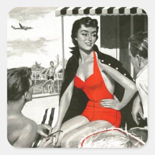 Red Hot Woman Square Sticker
