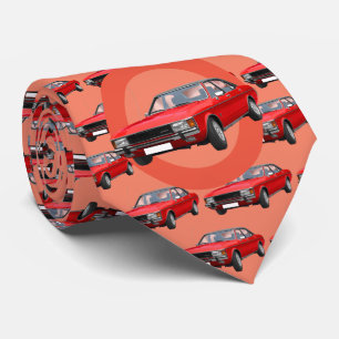 Red Hotrod 1970s Car Pattern Tie