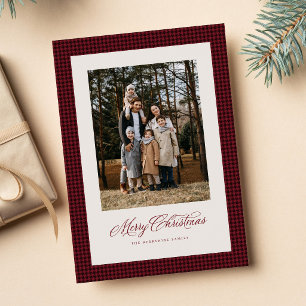Red houndstooth frame classic Merry Christmas Holiday Card