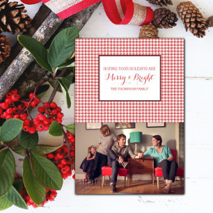 Red Houndstooth Holiday Photo Card