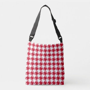 Red Houndstooth Repeating Pattern Crossbody Bag