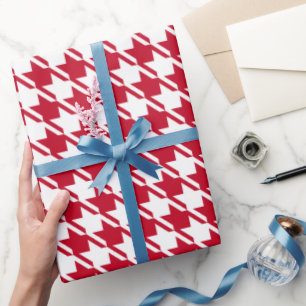 Red Houndstooth Repeating Pattern Wrapping Paper