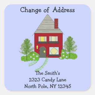 Red House Change of Address Square Sticker