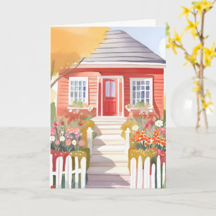 Red House   Pretty Watercolor Painting Card
