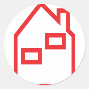 red house real estate icon classic round sticker
