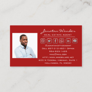 Red House Social Media Logo Real Estate Agent  Business Card