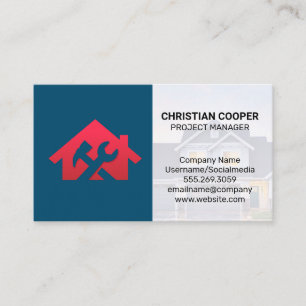 Red House Wrench Logo Home Repairs Business Card