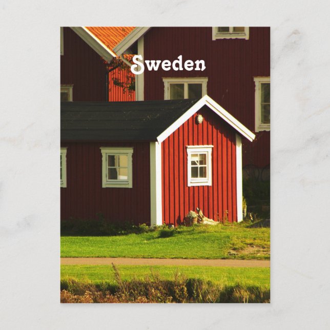 Red Houses in Sweden Postcard (Front)