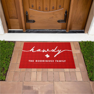 Red Howdy Houndstooth Doormat