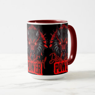 Red Howl Ninja Wolf Dark Magic Design Mug