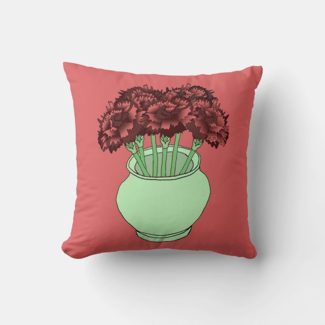 Red-Hued Carnations Cushion (Front)