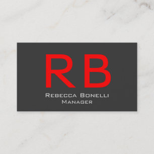Red Huge Letters Monogram Manager Business Card