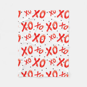 Red Hugs And Kisses Pattern Fleece Blanket