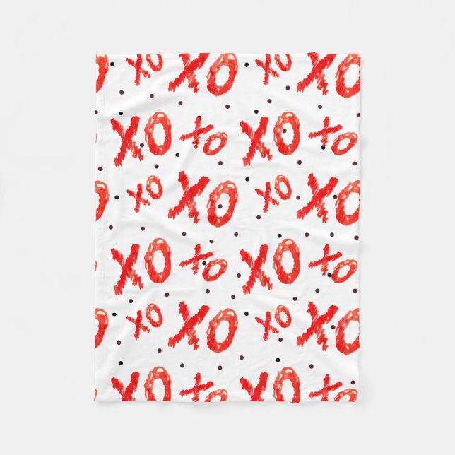 Red Hugs And Kisses Pattern Fleece Blanket (Front)