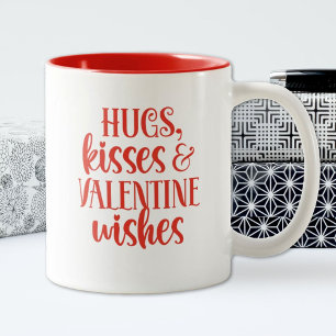 Red Hugs Kisses Valentines Day Coffee Mug