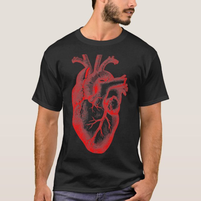 Red Human Heart Anatomical Med Student Day T-Shirt (Front)