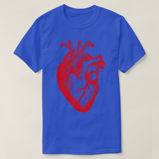 Red Human Heart Anatomical Med Student Valentines  T-Shirt (Design Front)