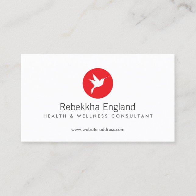 Red Hummingbird Logo Health Care, Naturopath Business Card (Front)