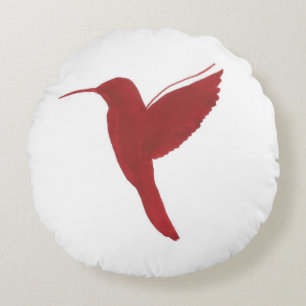 Red Hummingbird Round Cushion