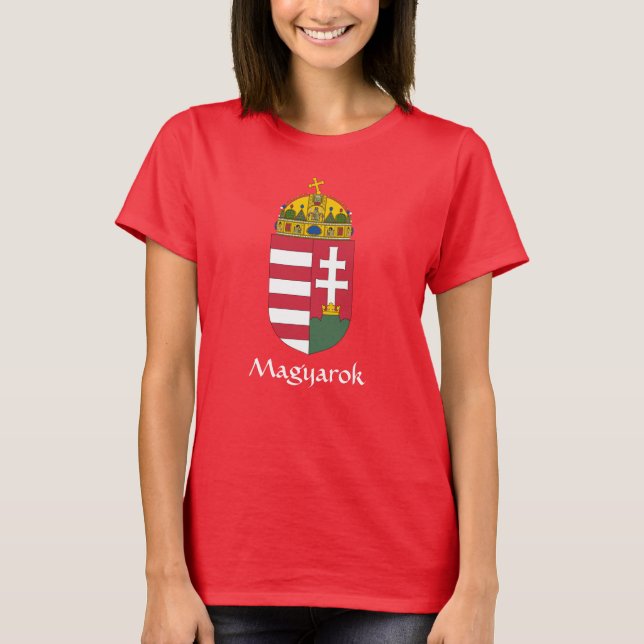 RED Hungary Coat of Arms Magyarok T-Shirt (Front)