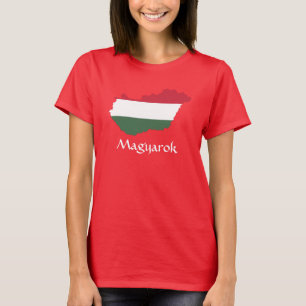 RED Hungary Flag Map Magyarok T-Shirt