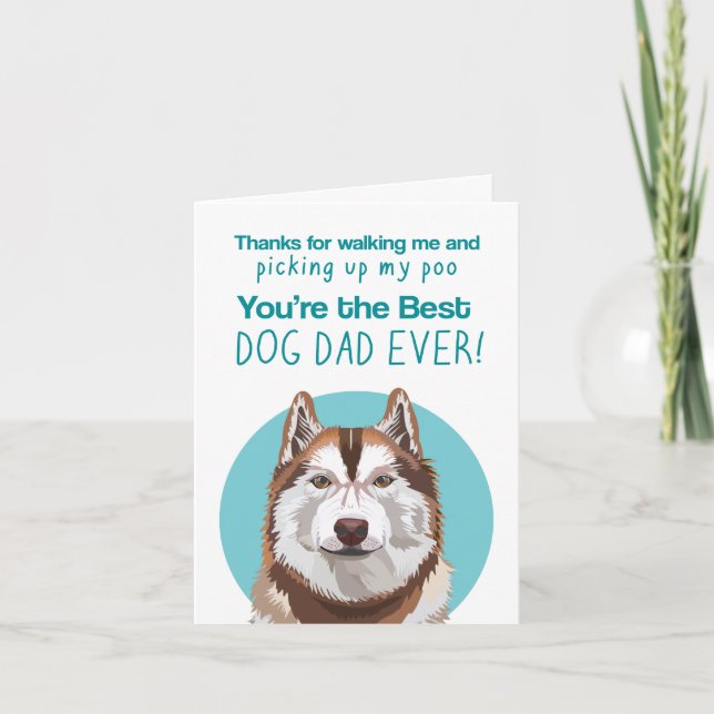 Red Husky Dog Dad father's day Card (Front)