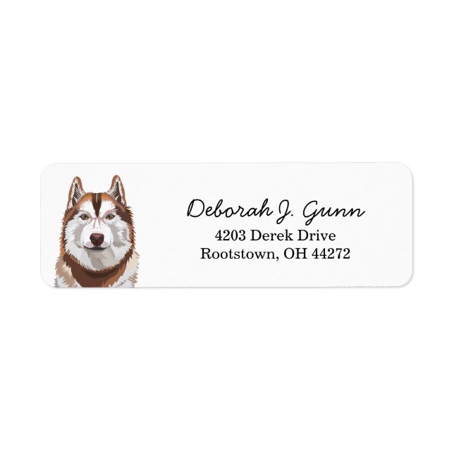 Red Husky Dog Return Address Label (Front)