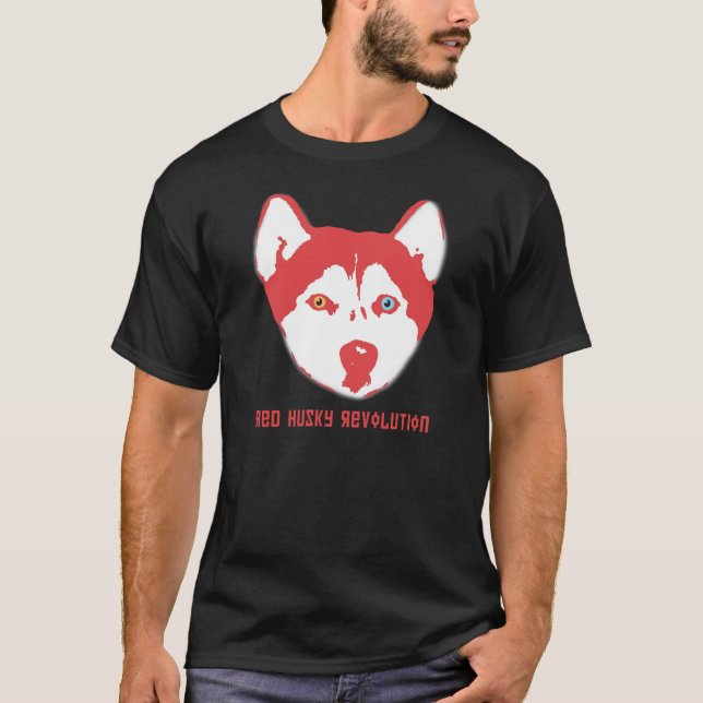 Red Husky Revolution Black T-Shirt (Front)