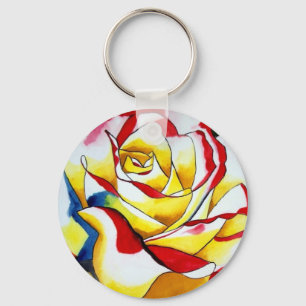 Red hybrid Tea Rose Flower Key Ring