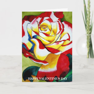 Red hybrid Tea Rose Flower Valentine's Day card