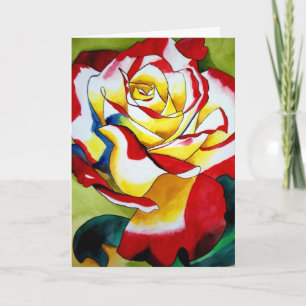 Red hybrid Tea Rose Flower Valentine's Day card
